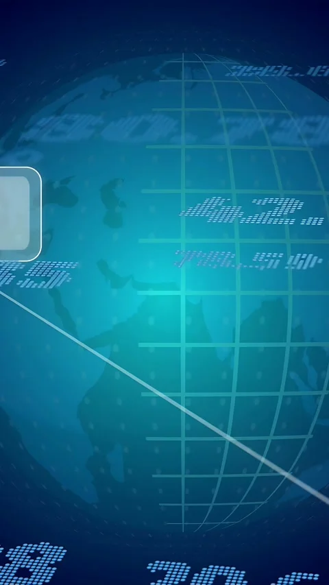 Vertical video: Rotating teal blue globe starting node sliding, linking nodes Vidéo 335802756