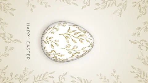 Vertical video. Rotation Easter egg with patterns. Happy Easter lettering Stock Footage 235452050