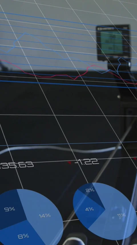 Vertical video: Rower rowing, starting charts and 3D grid around console, Stock Footage 331759671