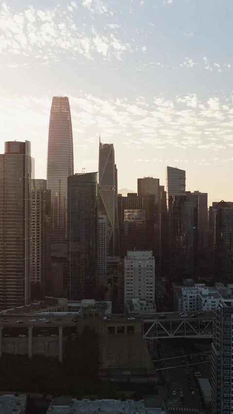 Vertical Video of San Francisco, Vertical Aerial View Shot, day Stock Footage 266603402