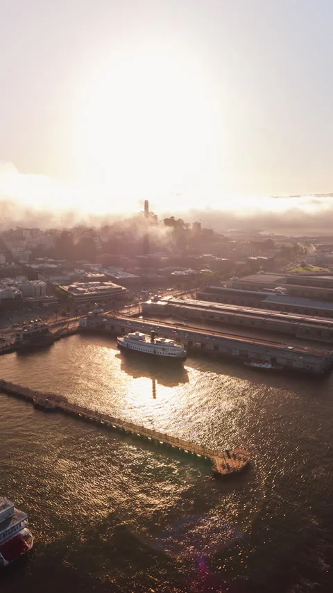Vertical Video of San Francisco, Vertical Aerial View Shot, day Stock Footage 266608087