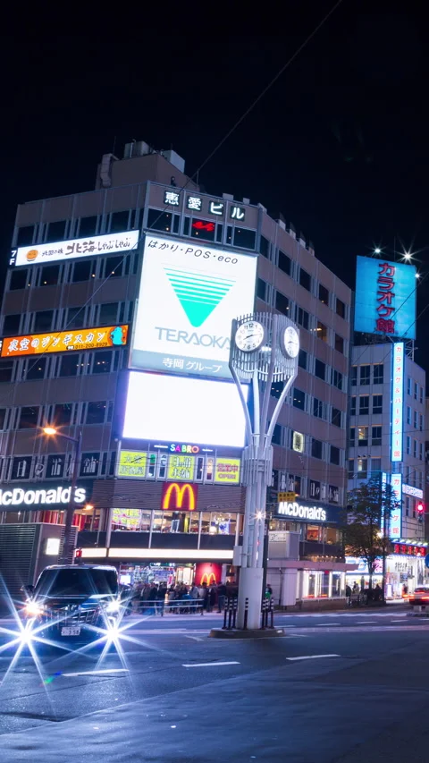 Vertical video - Sapporo Night Timelapse Stock Footage 280124306