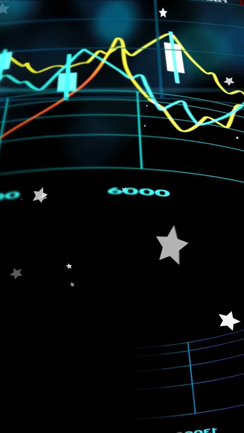 Vertical video: Scanline crossing triggers curved 3D chart tilting panning Stock Footage 334859822