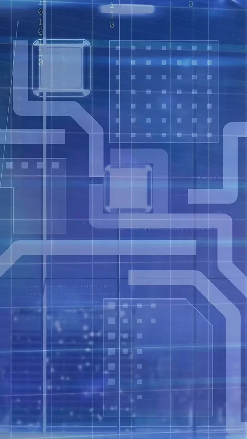 Vertical video: Schematic activating via scanline pulse, binary flowing, traces Stock-Footage 335263772