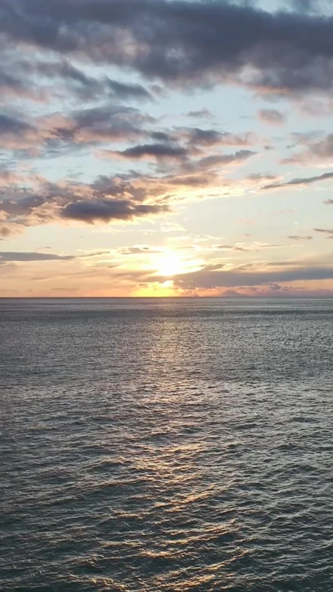 Vertical Video of Sea View With Stunning Sunset Colors Stock Footage 342342053