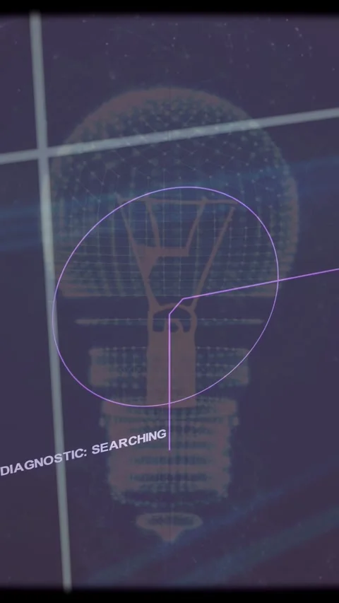Vertical video: Search starting UI scanning bulb, pointer sweeping, grid showing Video stock 334836745