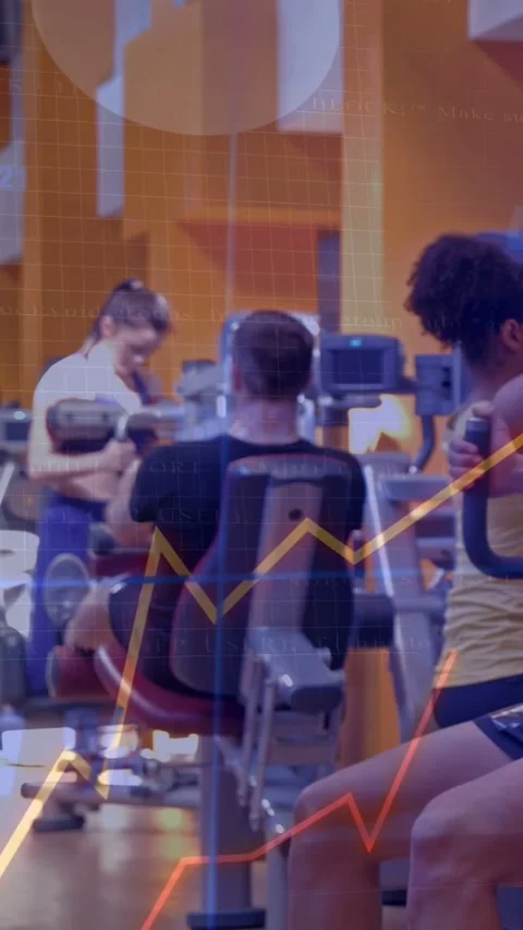 Vertical video: Seated man starting chest press by gripping grips for data, Video stock 337540579