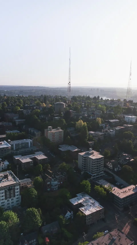 Vertical Video of Seattle, Vertical Aerial View Shot, day Stock Footage 266443155