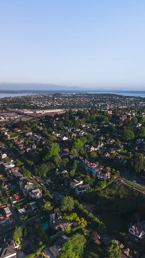 Vertical Video of Seattle, Vertical Aerial View Shot, day Stock Footage 266443237