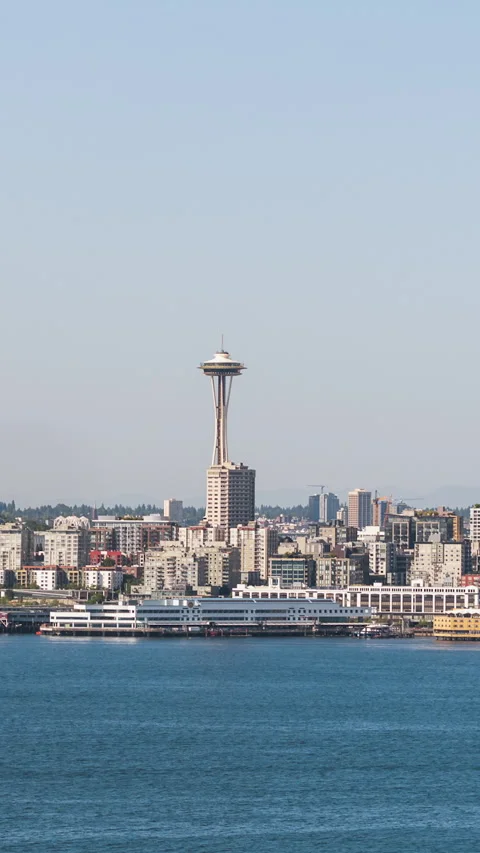 Vertical Video of Seattle, Vertical Aerial View Shot, day Stock Footage 266443359