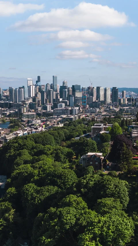 Vertical Video of Seattle, Vertical Aerial View Shot, day Stock-Footage 266596754