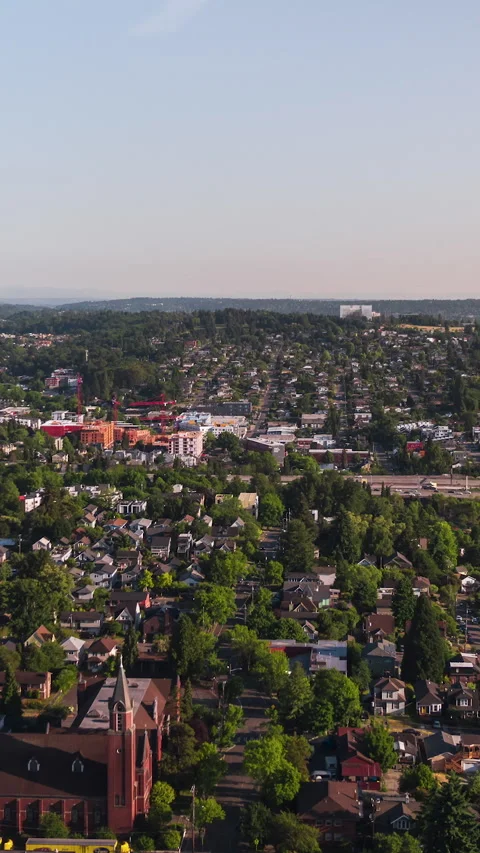 Vertical Video of Seattle, Vertical Aerial View Shot, day Stock Footage 266599341