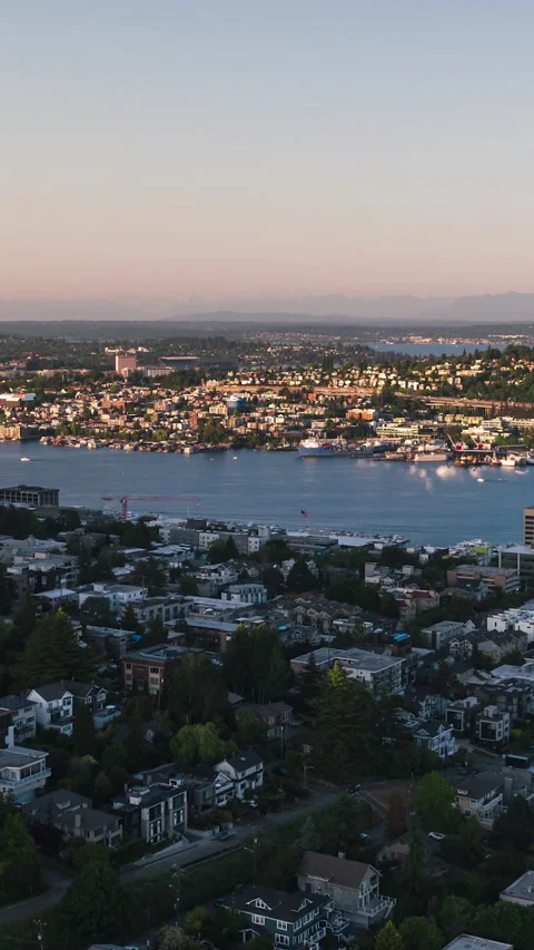 Vertical Video of Seattle, Vertical Aerial View Shot, day Stock Footage 266599790
