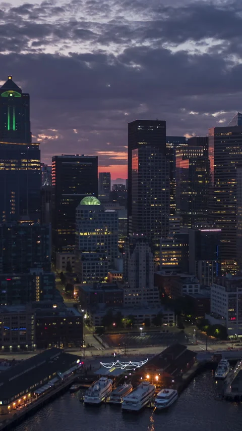 Vertical Video of Seattle, Vertical Aerial View Shot Stock Footage 279014022