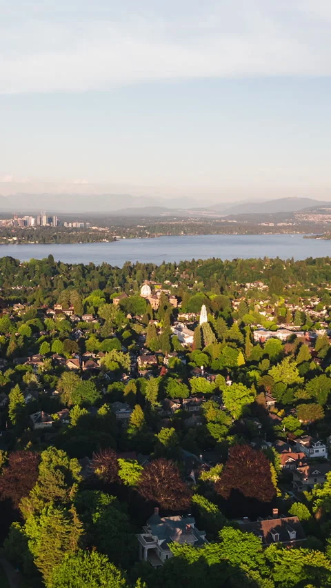 Vertical Video of Seattle, Vertical Aerial View Shot Stock Footage 279014167