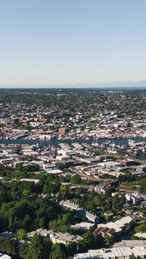 Vertical Video of Seattle, Vertical Aerial View Shot, Washington Stock Footage 292742409