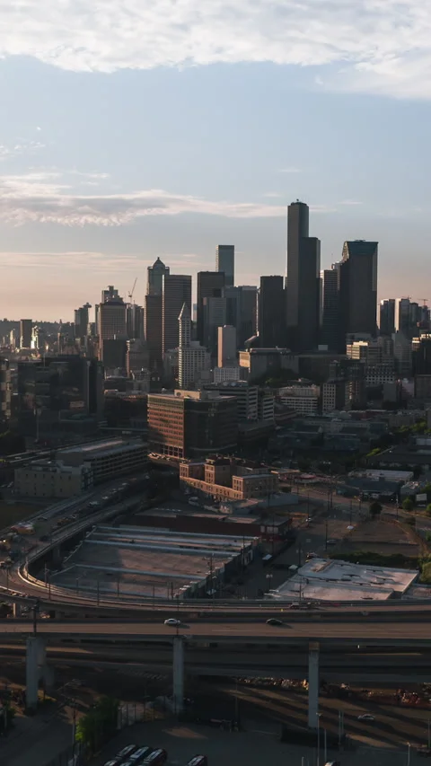 Vertical Video of Seattle, Vertical Aerial View Shot, Washington Stock Footage 292742855
