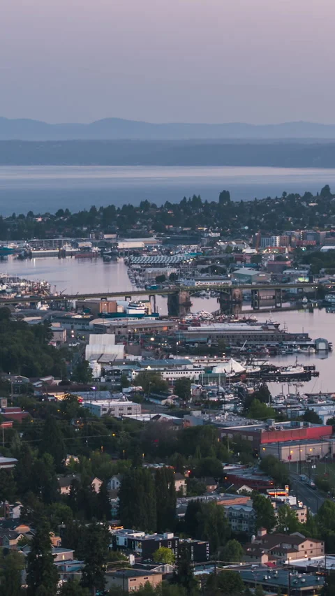 Vertical Video of Seattle, Vertical Aerial View Shot, Washington Stock Footage 292743034