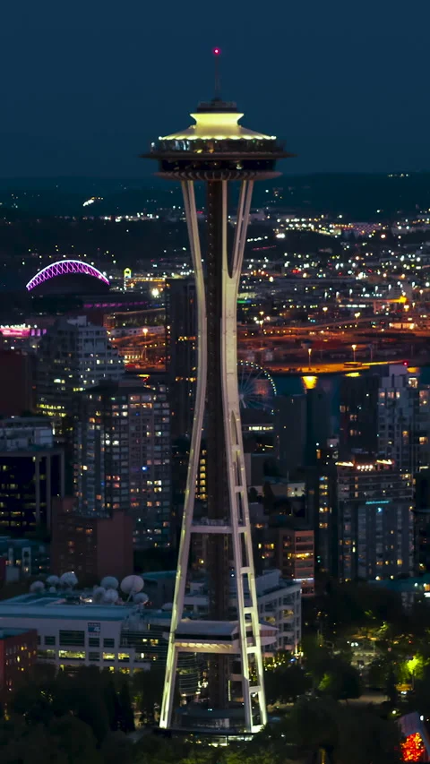 Vertical Video of Seattle, Vertical Aerial View Shot, Washington Stock Footage 292743053