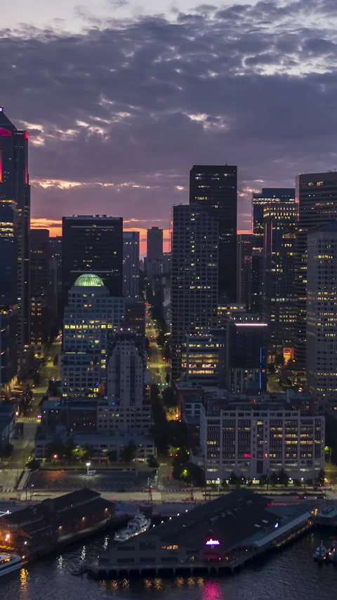 Vertical Video of Seattle, Vertical Aerial View Shot, Washington Stock Footage 292744181