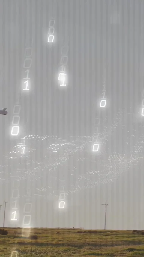Vertical video: Second frame 0 and 1 symbols descending and clustering over Stock Footage 332734723