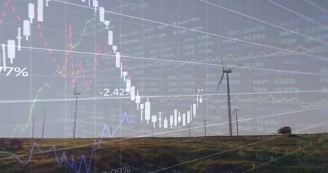 Vertical video: Second frame showing finance overlay animating chart over Stock Footage 334185318