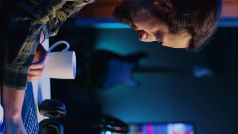 Vertical video Self employed developer updating AI machine learning algorithm Stock Footage 264125396