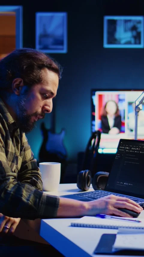 Vertical video Self employed IT specialist working on fixing database errors 動画素材 263315675