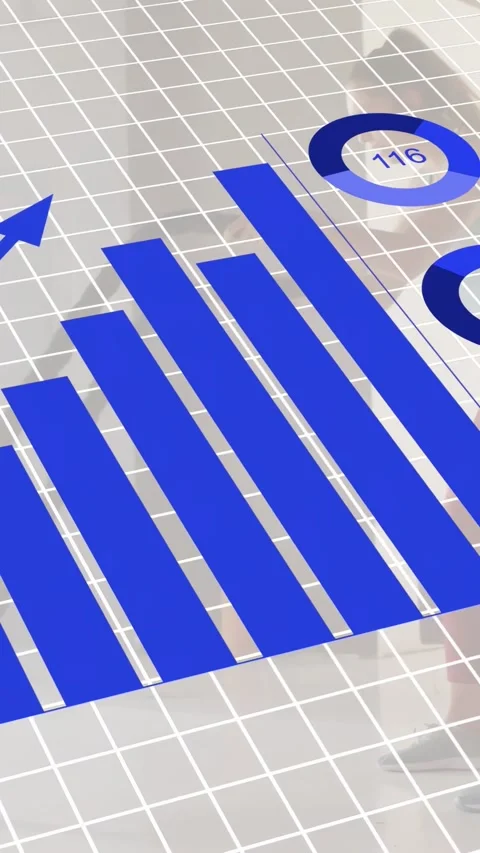 Vertical video: Semicircles appearing, data charts animating on grid showing Stock Footage 332644950