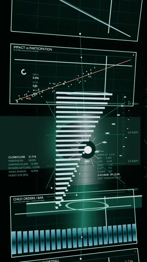 Vertical video: Sending data feed driving HUD visualizing scatter plot stacked Stock Footage 348564133