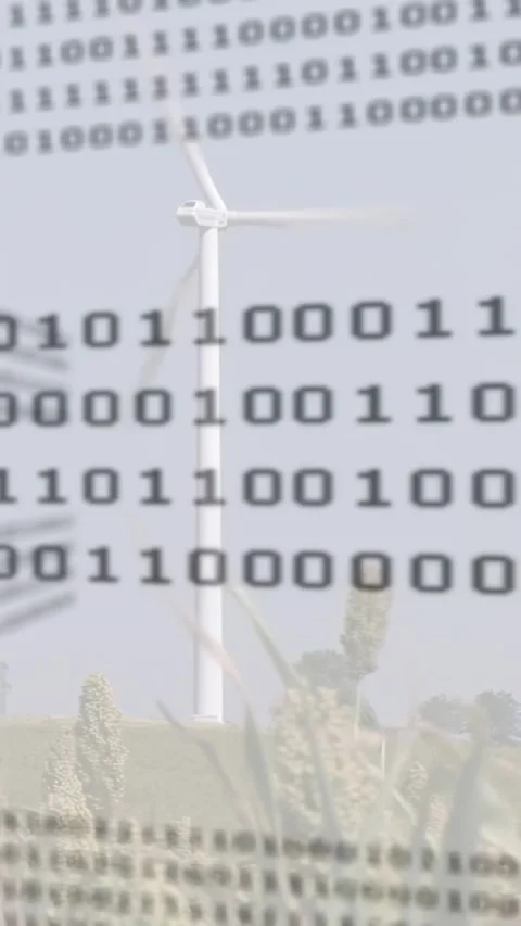 Vertical video: Sensor data driving binary overlay, shifting and revealing wind Stock Footage 330359206