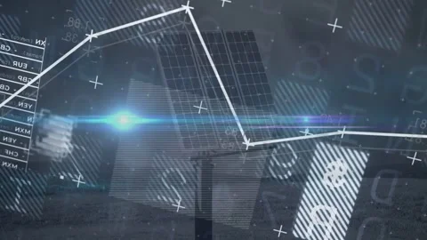 Vertical video: Sensor ping activating graphics solar panel showing energy line Stock Footage 331169181