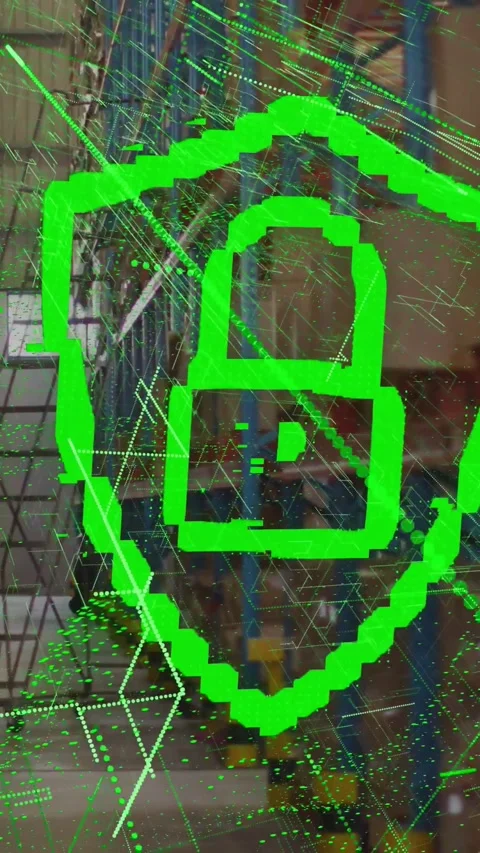 Vertical video: Sensor starting shield lock HUD, shifting dots revealing Stock Footage 330332694