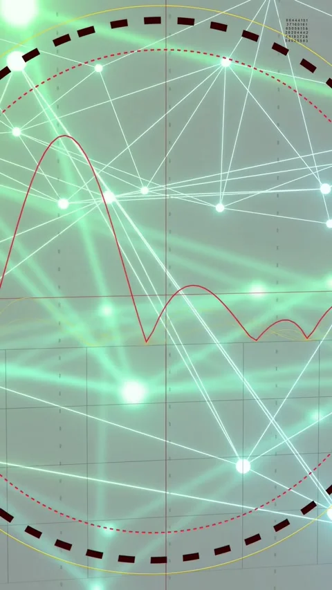 Vertical video: Sequence starting, circle showing red wave moving, green nodes Stock Footage 334836825