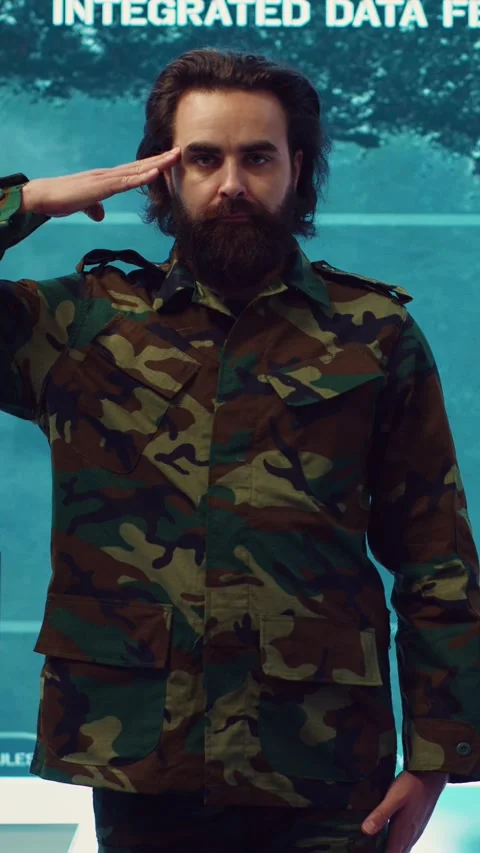 Vertical Video Sergeant presenting his salute with respect for the colonel Stock Footage 278063454