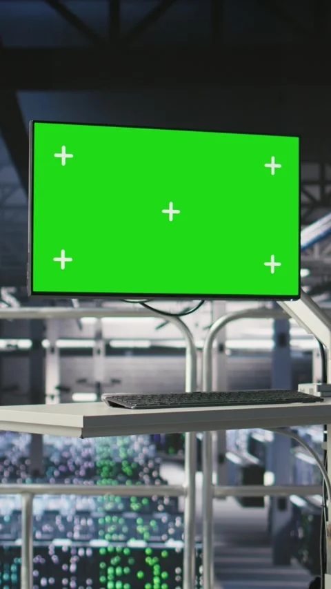 Vertical video Server hub green screen computer monitoring systems Video stock 310773137