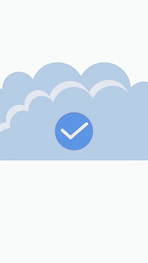 Vertical video showing cloud computing and checkmark icon symbolizing task .. Video stock 321627573