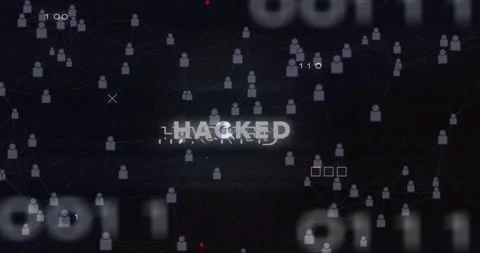 Vertical video: Showing HACKED glitching in dark UI, magenta lines pulsing and Stock Footage 331169452