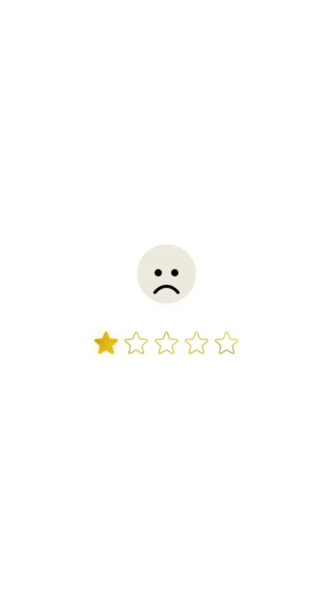 Vertical video showing one star rating animation and sad face emoji on white  스톡 동영상 329113389