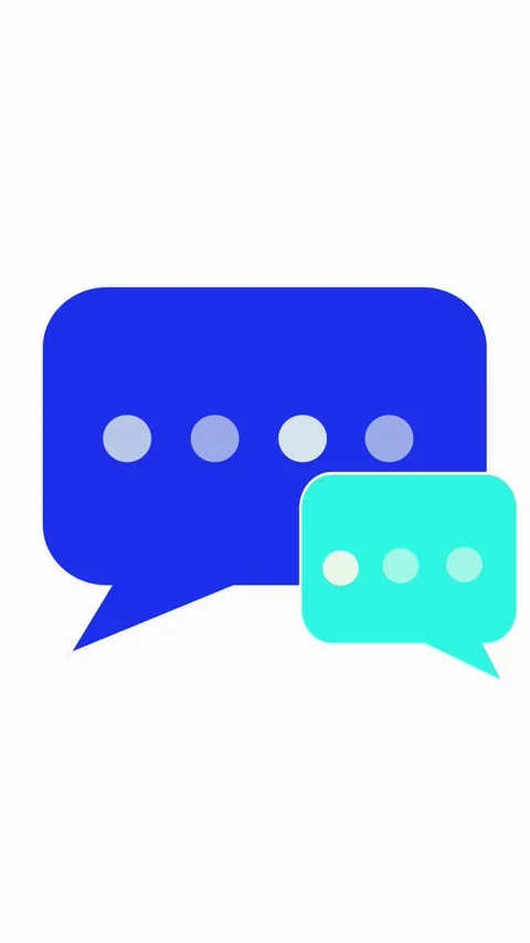 Vertical video showing two chat bubble icons with smooth animation. Animate.. Stock Footage 314589755