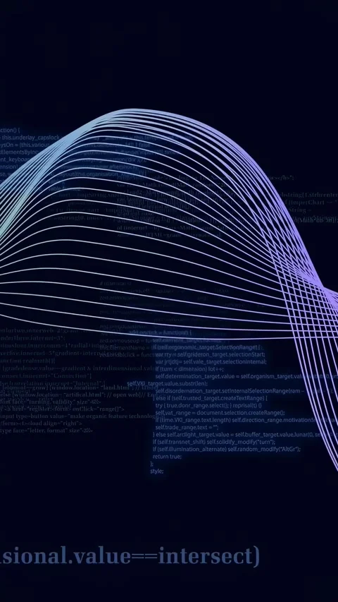 Vertical video: Single arc appearing layered wave undulating as code panels Stock Footage 334378172