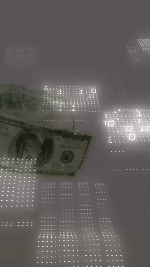 Vertical video: Single banknote entering from top left drifting diagonally Stock Footage 329613110