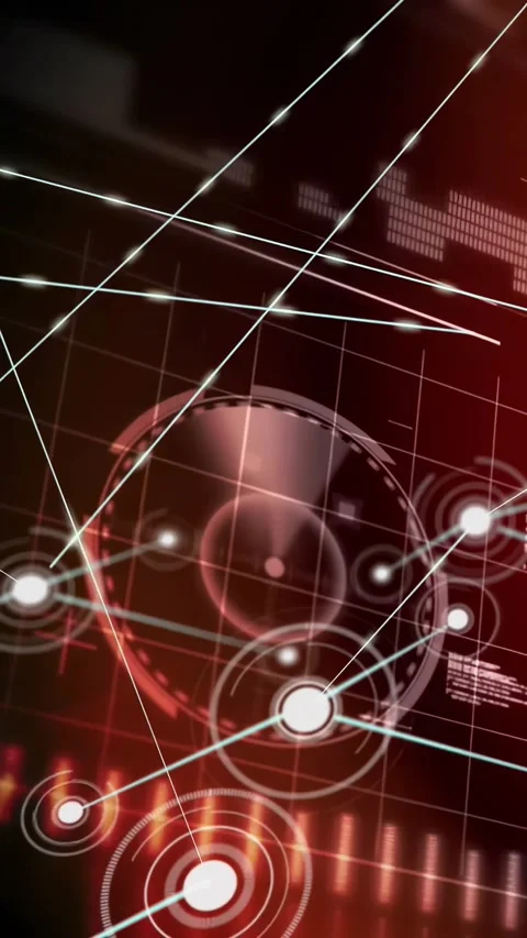 Vertical video: Single node emerging network HUD expanding pulsing nodes 스톡 동영상 334318868