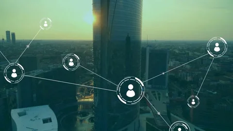 Vertical video: Single white avatar appearing starting nodes forming network Stock Footage 332592337