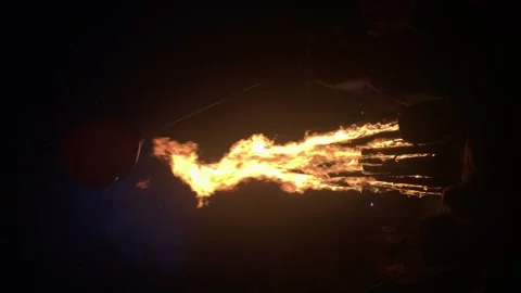 Vertical video slavic ritual bonfire and a girl with a balloon Video stock 156856599