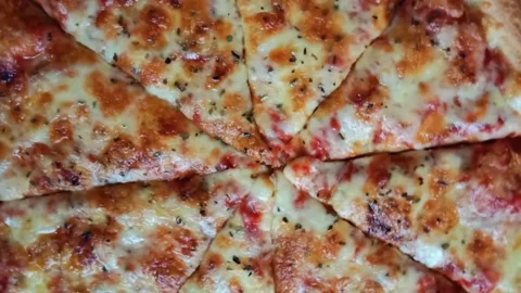 Vertical video with slices of pizza with tomato and cheese. Stock Footage 158200393