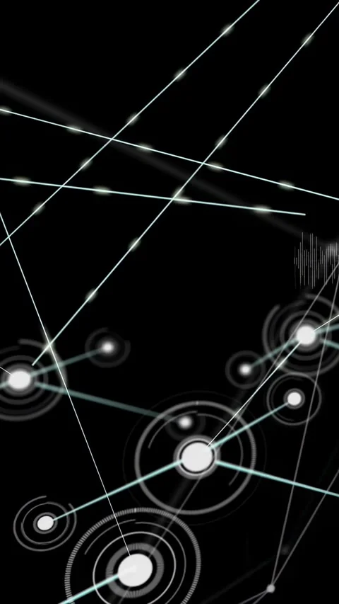 Vertical video: Small node popping and expanding, ringed nodes linking, showing 動画素材 331077371