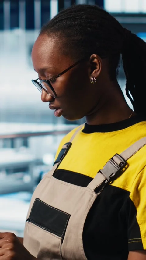 Vertical video Smart factory engineer implements automated workflows using AI Stock Footage 306069291