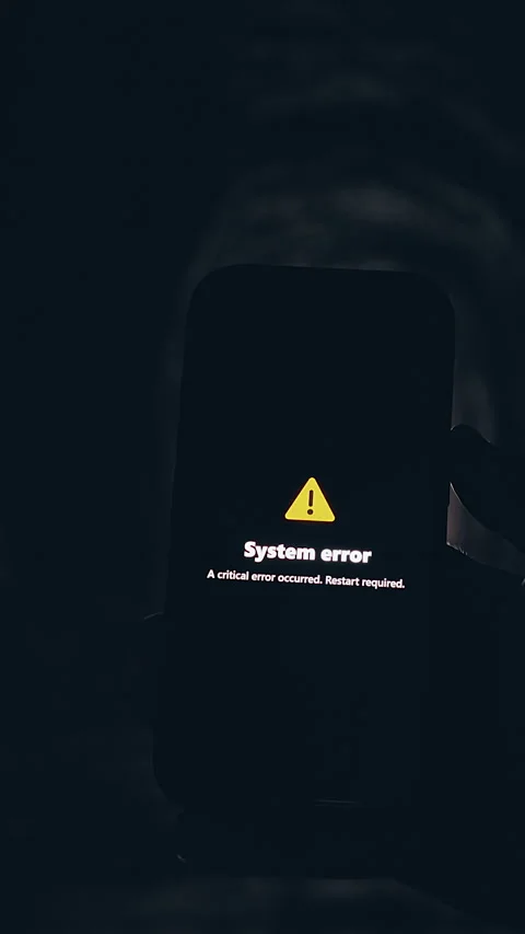 Vertical video. Smartphone Displaying System Error Message Inside Dark Tunnel, C Stock Footage 335224613