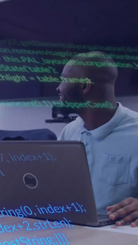 Vertical video: Smiling man turning to speaking peer in meeting on code with Stock Footage 332335817